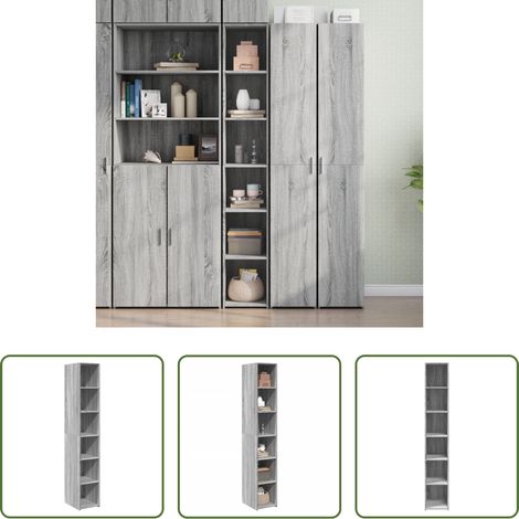 Hochbeistellschrank - Highboard Grau Sonoma-Eiche 30x41x185 cm Holzwerkstoff (1/5)