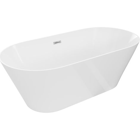 Mexen Luna Slim freistehende Badewanne 170 x 75 cm, weiß, Überlauf Chrom - 52041707500-01 (1/3)