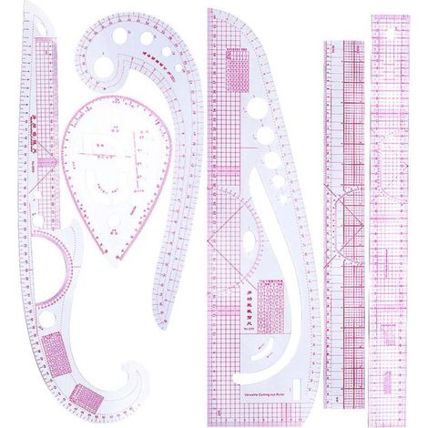Règle À Couture - Règle Métrique Française Pour Patronnage - Ensemble De 6 Pièces Avec Règles Droites Courbes Et Spécifiques (1/5)