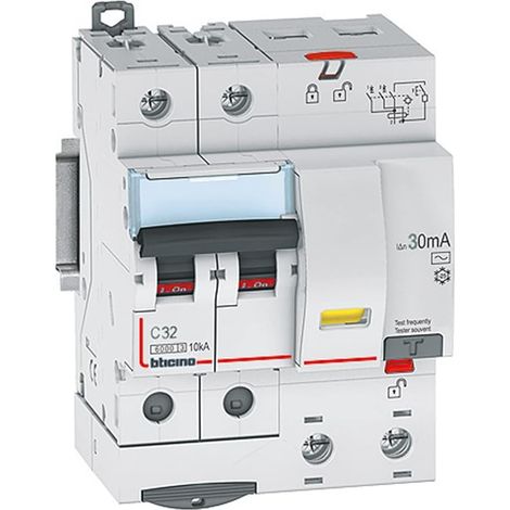 Interrupteur magnétothermique différentiel BTDIN60 2P type AC In= 32A Idn= 0,03A