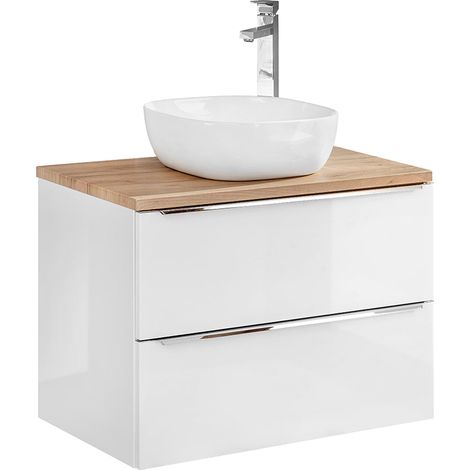 Mueble lavabo individual 80cm April Blanco y Madera (1/4)