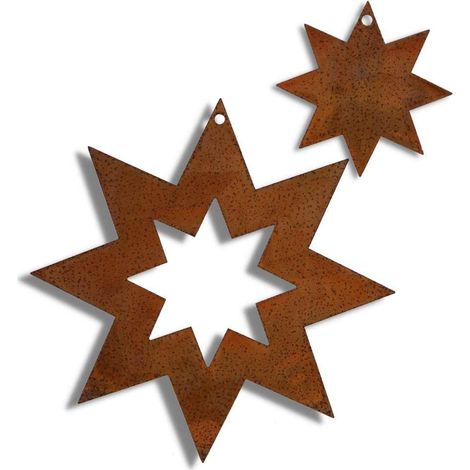 Étoile de Noël Décorative en Métal Patiné Aspect Rouille à Suspendre ou sur Tige pour Jardin - PANGIVO