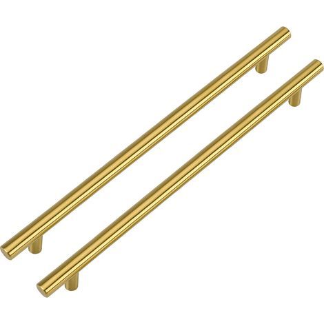 Lot de 10 Poignee Meuble Doré Poignée de Meuble Cuisine Dorée Poignée de Meuble Dorée en Acier Inoxydable Entraxe 192mm (1/5)