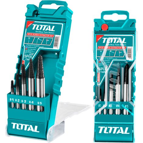 Set de 5 extractores de tornillos CR-V Total Tools TACSE0056 3-6, 6-8, 8-11, 11-14, 14-18mm