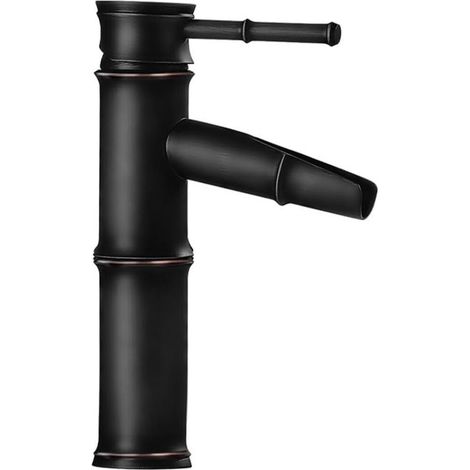 Grifo monomando para baño, moderno, de un solo orificio, para lavabo, agua fría y caliente (negro, 2 A) (1/5)