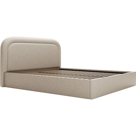 Lit coffre 140 x 190 cm - Tissu chiné - Beige - FIREZA II (1/5)