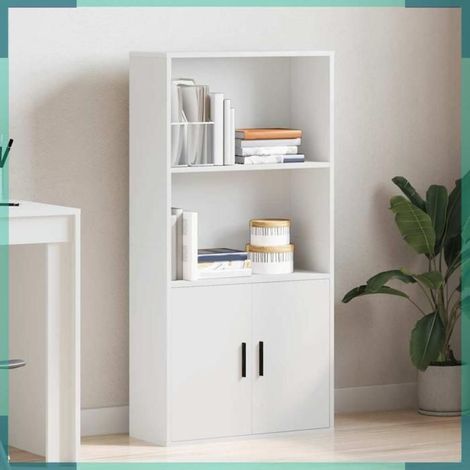 Bibliothèque - 860418 - Blanc - Bois d'ingénierie - 60x24x120 cm (1/5)
