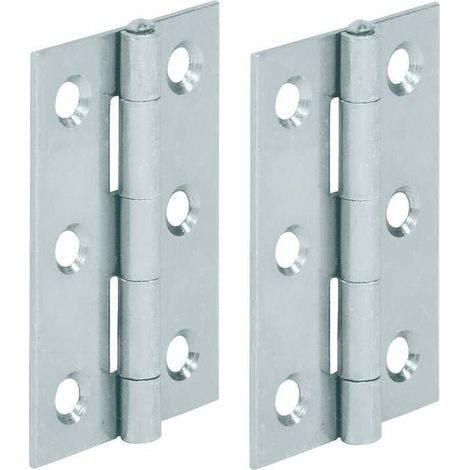 2x charnière plate acier 80 x 41mm meuble bois porte placard étagère cuisine (1/2)