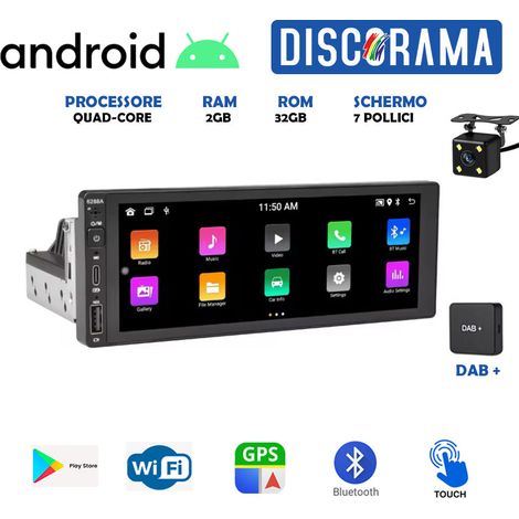 DISCORAMA® -AUTORADIO ANDROID 2GB RAM 6.9 POLLICI 1DIN STEREO CARPLAY ANDROID AUTO WIFI DAB+ (1/5)