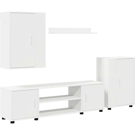 Ensemble de meuble TV 4 pièces,Banc TV,Armoire TV Blanc Bois d'ingénierie CFW237018 (1/5)