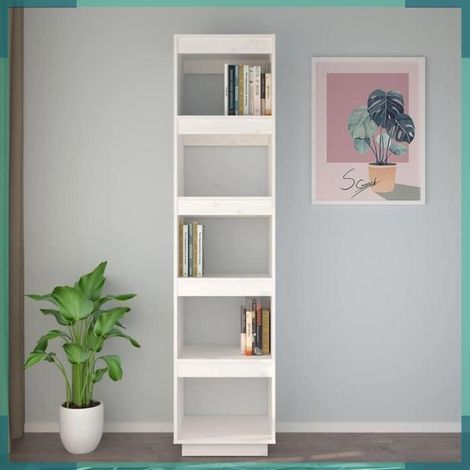 810855 Bibliothèque/Séparateur de pièce Blanc 40x35x167 cm Pin solide (1/5)