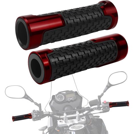 Poignées de Guidon 2 Pièces Poignées de Moto 1 x 22mm + 1 x 24mm Poignée Moto Poignee Moto Cross pour Moto Scooter Quad Cruiser (1/5)