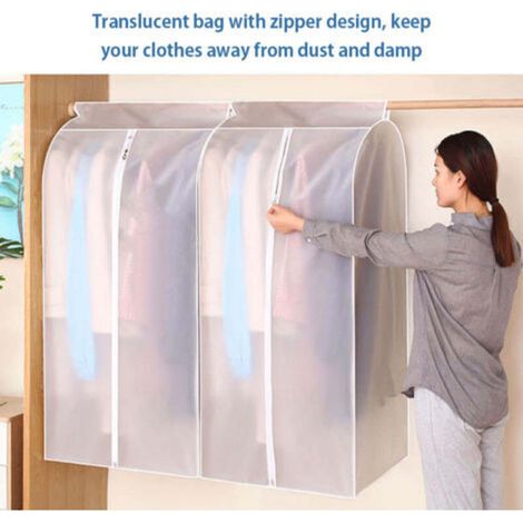 Housse de protection pour vêtements, sac de rangement suspendu, translucide, anti-poussière, étanche pour garde-robe avec fermeture éclair complète (1/5)