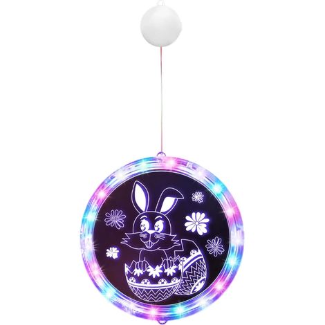 Lumières de Pâques – Toile de à piles – Décorations de fenêtre éclairées avec motif lapin – Pour mur, Noël, intérieur ou extérieur, maison, cheminée, fête, porche (1/5)