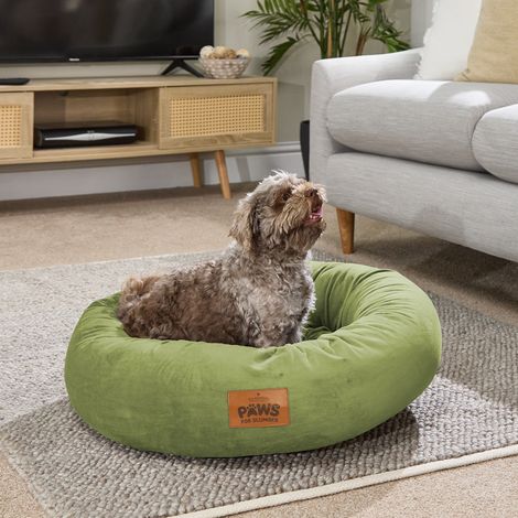 Paws for Slumber Donut Pet Bed, Green, Medium, 65cm Diameter