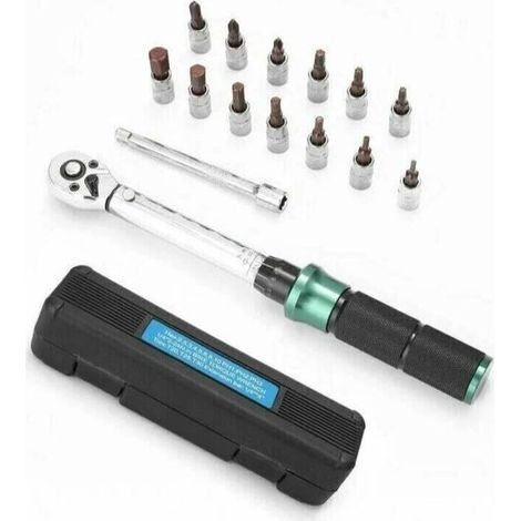 YMYNY 2-24N.m 1/4 Pouce Drive 15 PCS Clé dynamométrique Préréglée Ensemble d'embouts de Clé dynamométrique à Dégagement Rapide Mini Clé dynamométrique Réglable Portable Ménage Vélo Voiture Auto Répara (1/4)