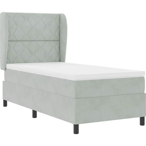 Cama tipo Box Spring Gris claro 90 x 200 cm Terciopelo