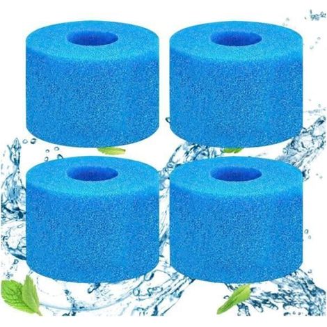 Filtre à Mousse pour Spa - S1 - Lot de 4 - Éponge Filtrante - Élimination des Impuretés - Forme Ronde