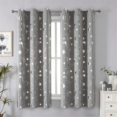 Rideaux gris, isolants thermiques, occultants et insonorisants, adaptés aux chambres et aux salons (2 pièces, 132 x 114 cm, gris)
