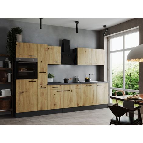 Küche Küchenzeile Küchenblock Grau Matt Artisan Eiche Oliver 310 cm Respekta