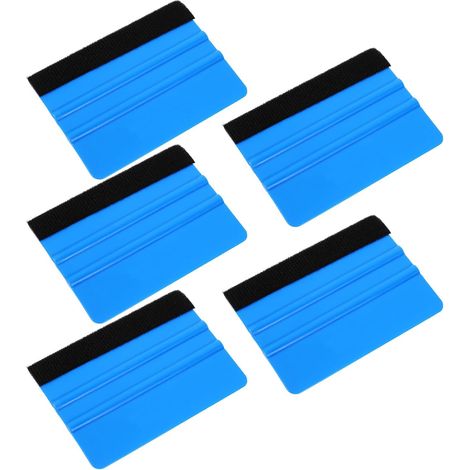 CCYKXA Set of 5 Blue Plastic Squeegees with Felt Edge, 10x7 cm, Car Window Film Application Tool, Interior Car Film Scraper and Car Window Screen (1/5)