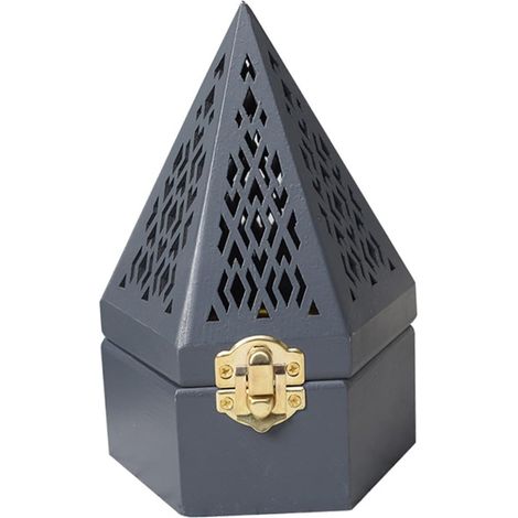 Brûleur de Parfum en Bois de Pin Antique Boîte Pyramide Creuse pour Aromathérapie Décoration d'Intérieur Récupérateur de Cendres Accessoire pour Maison et Bureau (1/5)
