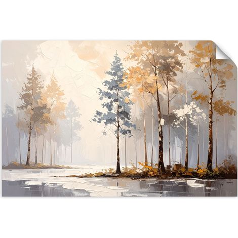 Selbstklebendes Poster – Wandsticker Wald Bäume Landschaft 60x40 cm