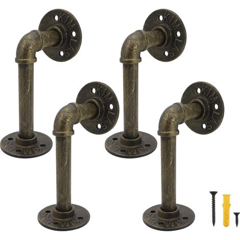 Lot de 4 Equerre Etagère,Equerre Charge Lourde Fixation Metal Etagere Murale,Support Etagere,Support de Cloison en Forme de L Vintage (1/5)