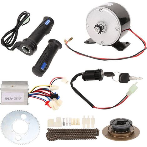 Hochgeschwindigkeits-Fahrradumbausatz, 9-teilig, 24V 250W Elektrofahrrad-Controller, Bürstenmotor, Kurbelgarnitur mit Gasgriff (für Fahrräder). (1/5)