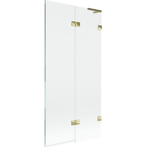 Paroi de baignoire à 2 volets Mexen Lunar L droite 90 x 150 cm, transparent, doré - 897L-090-100-50-00-P (1/5)