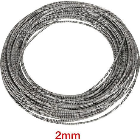 1 Stück 20 m langes Stahlseil aus Edelstahl 304, 2 mm dick, für Angel- und Hebearbeiten