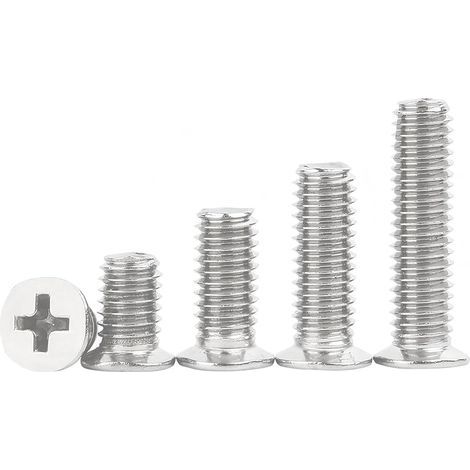 M2,5 x 3 mm Senkkopf-Maschinenschrauben, 304 Edelstahl-Kreuzschlitz-Maschinenschrauben, für Haushalt und Industrie, 20 Stück (1/5)