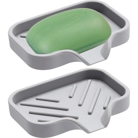 CCYKXA  2-Piece Soap Dish, Soap Holder, Silicone with Self-Draining Drainage, Drying Design, for Kitchen, Shower Room, Bathroom