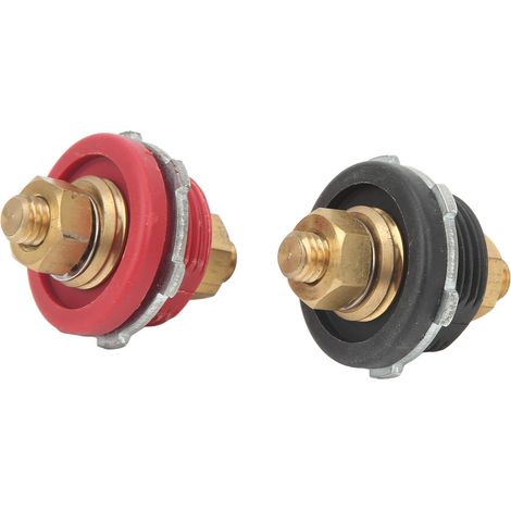 Lot de 2 connecteurs de bornes de batterie traversantes 3/8 po, 250 A, bornes à goujon de jonction positive et négative pour voitures, camping-cars, bateaux et yachts (1/5)