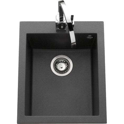 Évier granit noir moucheté Luisina QUADRILLE 1 bac 410x500 (1/4)