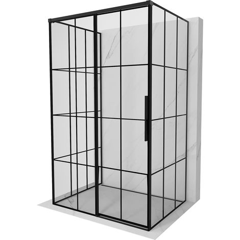 Mexen Rox-3S 3-seitige Duschkabine, links verschiebbar, 120 x 70 cm, schwarzes Gitter, schwarz - 8C2-120-070-70-77-3S-L