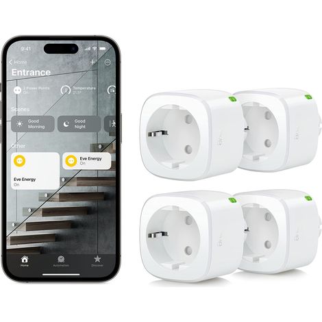 Eve Energy (Matter) set di 4 – Presa intelligente, app e controllo vocale, funziona con Apple Home, Alexa, Google Home, SmartThings, richiede un Thread Border Router (1/5)