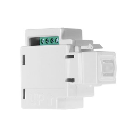 Sensore di temperatura su BUS da interno. Range di applicazione: da -10°C a +40°C. Aggancio RJ45. In contenitore termoplastico bianco. (Prime versione 4.00 e superiore).