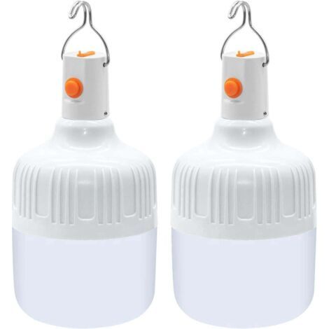 Lot de 2 lanternes de camping (150 W), lampe portable avec piles rechargeables USB, super lumineuses, pour extérieur, camping, tente, terrasse, jardin (1/5)