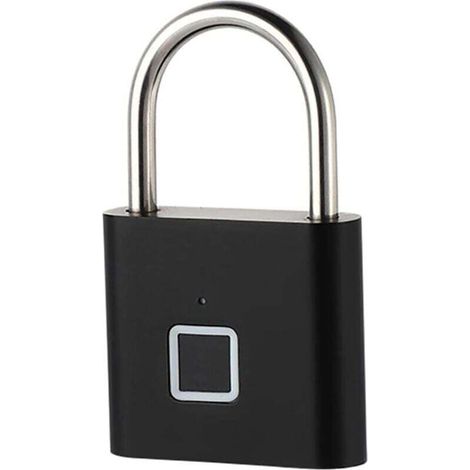 Fingerprint padlock, locker padlock, keyless biometric padlock for outdoor use, storage, gym, black (1/4)