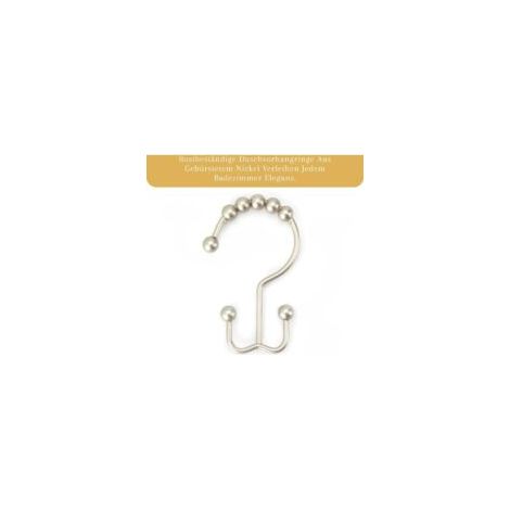 Set di 12 ganci doppi per tenda da doccia in acciaio inossidabile di alta qualità, resistenti alla ruggine (nichel spazzolato) - Crezuo