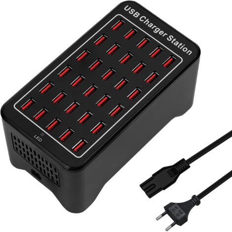 Chargeur USB 30 Ports,150W/30A Chargeur USB intelligent, Hub de charge de bureau 30 en 1, Station de charge multiports Organisateur pour Samsung/iPhone/iPad/Google Pixel/Tablettes et électron (1/5)