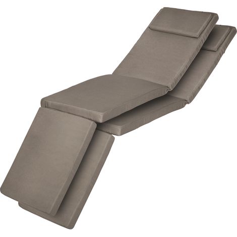 Lot de 2 coussins de transat de luxe LoftLux DC, 175 x 45 x 5 cm, taupe