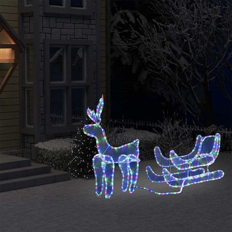 vidaXL Cordon lumineux de Noël Renne et traîneau avec maille 432 LED (1/5)