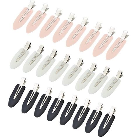 Lot de 24 pinces à cheveux sans pli, clips de coiffure sans marques pour frange, maquillage et coiffures, accessoires pour femme, noir, rose et blanc (1/5)