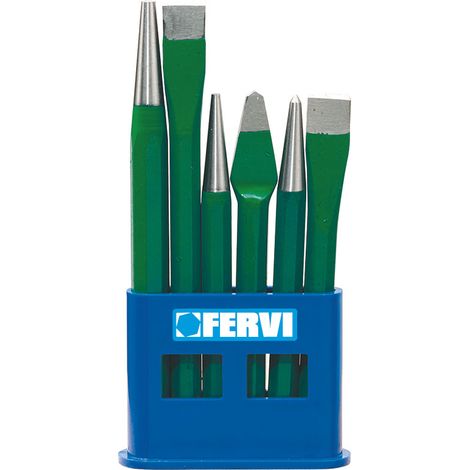 Coffret de 6 burins poincons et graveurs avec support plastique Fervi 0127