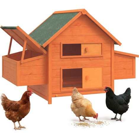 Gallinero de madera con techo impermeable, gallinero prefabricado para exteriores, 160 x 98,5 x 107 cm. (1/5)