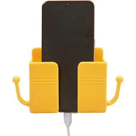 Wall-mounted mobile phone holder, self-adhesive smartphone holder, storage case for remote control (yellow)--DTEKGAZ