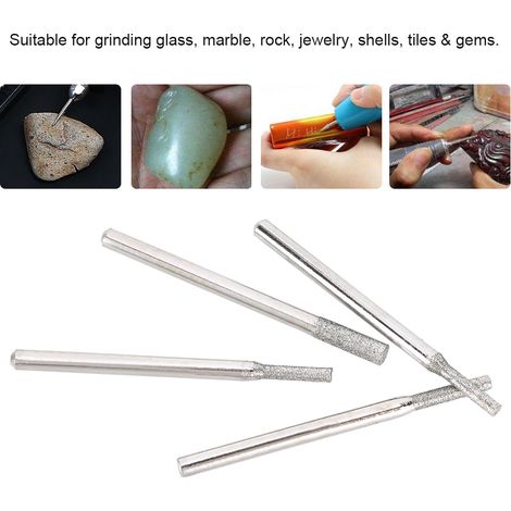 Jeu de 30 aiguilles de meulage diamantées (têtes de meulage cylindriques 1, 2, 3, têtes de meulage pour gravure) (1/5)
