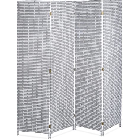 Paravento divisorio pieghevole pratico design moderno 180 x 180 x 2 cm in plastica bianca 130010090